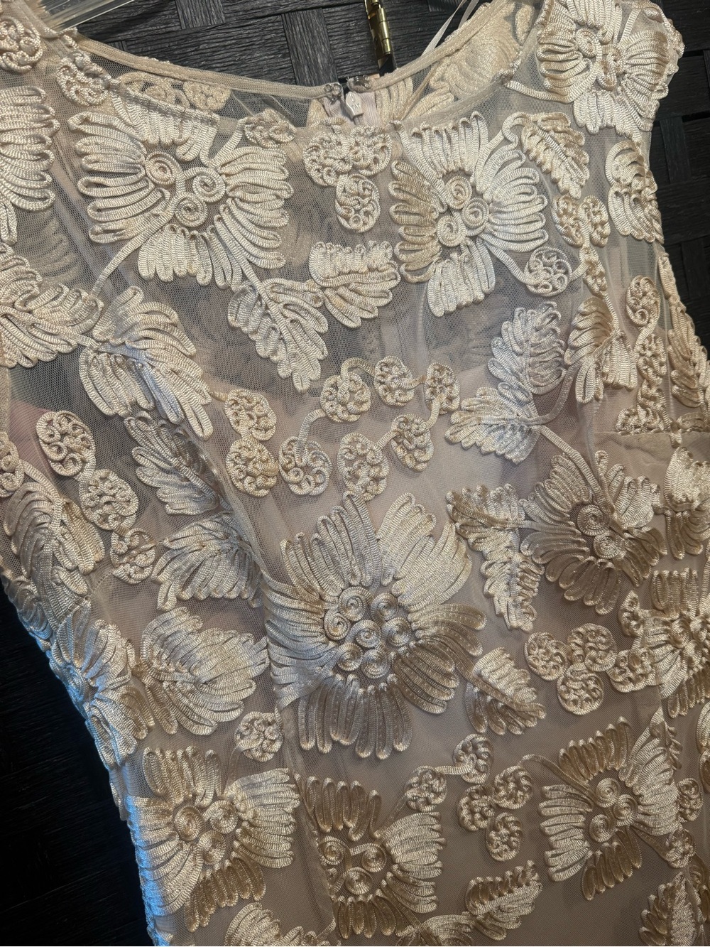 Alex Evenings Champagne Floral Lace Maxi Gown - Picture 3 of 4